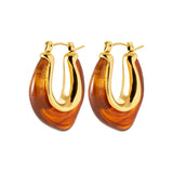 Créoles Polay - Marron Résine & Acier Doré