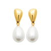 Boucle d'Oreille Tahila - Perle Blanche Ovale Acier Inoxydable