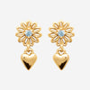 Boucle d'oreille Hotie - Fleur Coeur Pendante Plaqué Or