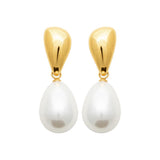 Boucle d'Oreille Tahila - Perle Blanche Ovale Acier Inoxydable