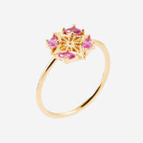 Bague Tamise - Motif Floral Plaqué Or Pierre Rose