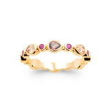Bague Noy - Anneau Gouttes Rose Plaqué Or
