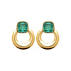 Boucle d'Oreille Saty - Ronde Acier Pierre Cristal Verte