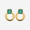 Boucle d'Oreille Saty - Ronde Acier Pierre Cristal Verte