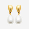 Boucle d'Oreille Tahila - Perle Blanche Ovale Acier Inoxydable