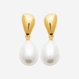 Boucle d'Oreille Tahila - Perle Blanche Ovale Acier Inoxydable