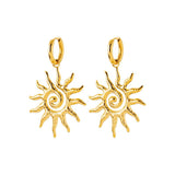 Boucle d'Oreille Suny - Soleil Acier Inoxydable Doré