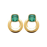 Boucle d'Oreille Saty - Ronde Acier Pierre Cristal Verte