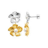 Boucles d'Oreilles Sya - Fleurs Acier Inoxydable Argent & Or