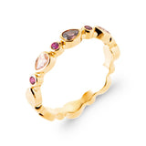 Bague Noy - Anneau Gouttes Rose Plaqué Or