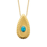 Collier Belly - Pendentif Ovale Acier Turquoise