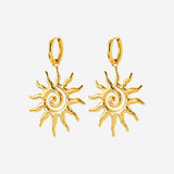 Boucle d'Oreille Suny - Soleil Acier Inoxydable Doré