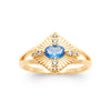 Bague Faz - Large Losange Plaqué Or Bleu