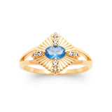 Bague Faz - Large Losange Plaqué Or Bleu