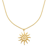 Collier Suny - Pendentif Soleil Acier Inoxydable Doré