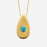 Collier Belly - Pendentif Ovale Acier Turquoise