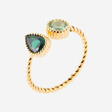 Bague Mali - Poire et Rond Plaqué Or Verte