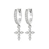 Boucle d'oreille Mahi - Mini Créole Croix Argent