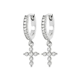 Boucle d'oreille Mahi - Mini Créole Croix Argent