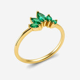 Bague Greeny - Pétales Vert Plaqué or