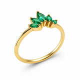 Bague Greeny - Pétales Vert Plaqué or