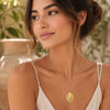 Collier Hawa - Feuille Tropicale Acier Doré