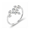 Bague Flore - Feuillage Argent Rhodié Zirconium