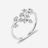 Bague Flore - Feuillage Argent Rhodié Zirconium