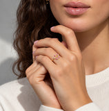 Bague Tamise - Motif Floral Plaqué Or Pierre Rose