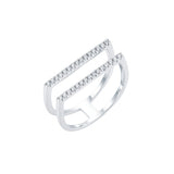 Bague Ysée - Dessus Plat Argent 2 Rangs