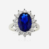 Bague Diana - Fleur Bleu et Argent