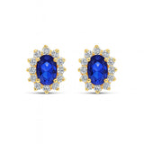 Boucles Oreilles Flora - Fleur Bleu Plaqué Or