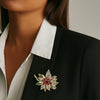 Broche Roseline - Or et Rouge