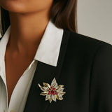 Broche Roseline - Or et Rouge