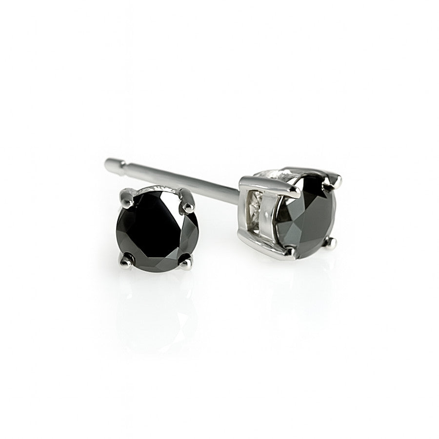Boucles d'oreilles Vay - Puces Noires Argent