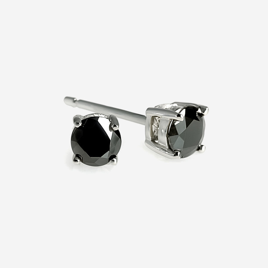 Boucles d'oreilles Vay - Puces Noires Argent