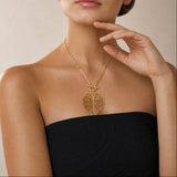 Collier Palmy - Pendentif Feuille de Palmier Acier
