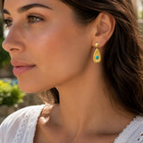 Boucle d'Oreille Belly - Ovale Acier Inoxydable Turquoise