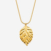 Collier Hawa - Feuille Tropicale Acier Doré