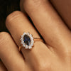 Bague Ely - Fleur Bleu Marquise Plaqué Or