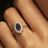 Bague Ely - Fleur Bleu Marquise Plaqué Or
