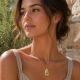 Collier Belly - Pendentif Ovale Acier Turquoise