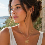 Collier Suny - Pendentif Soleil Acier Inoxydable Doré