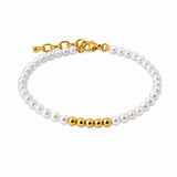 Bracelet Naka - Perle Blanche et Doré Acier Inoxydable