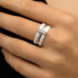 Bague Mylene - Grosse Céramique Blanche et Argent