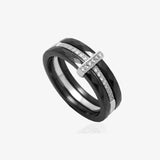 Bague Laïs - 3 Rangs Argent Céramique