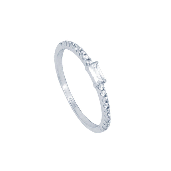 Bague Solitaire Baguette Argent