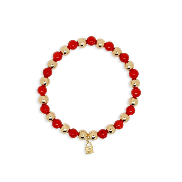 Bracelet Hedi - Corail Rouge Plaqué Or