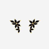 Boucles d'oreilles Lily - Fleur Noir Plaqué or