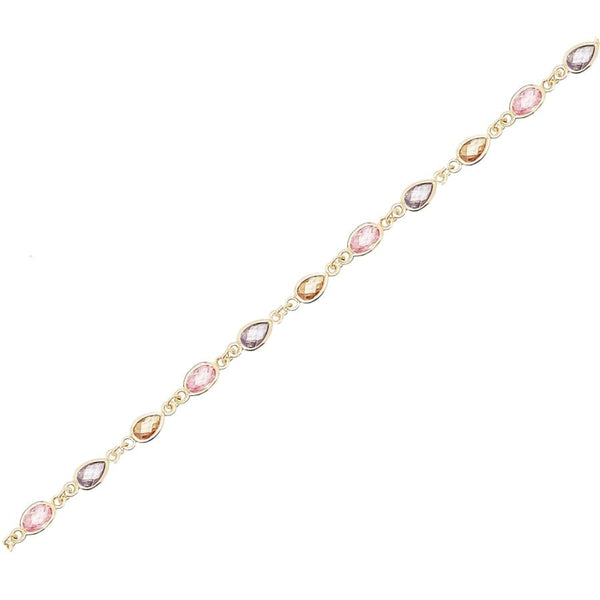 Bracelet à Réparer Plaqué Or - Pierres, Pendentif Feuille - Occasion - Thème Camée - Longueur 8-35 Cm